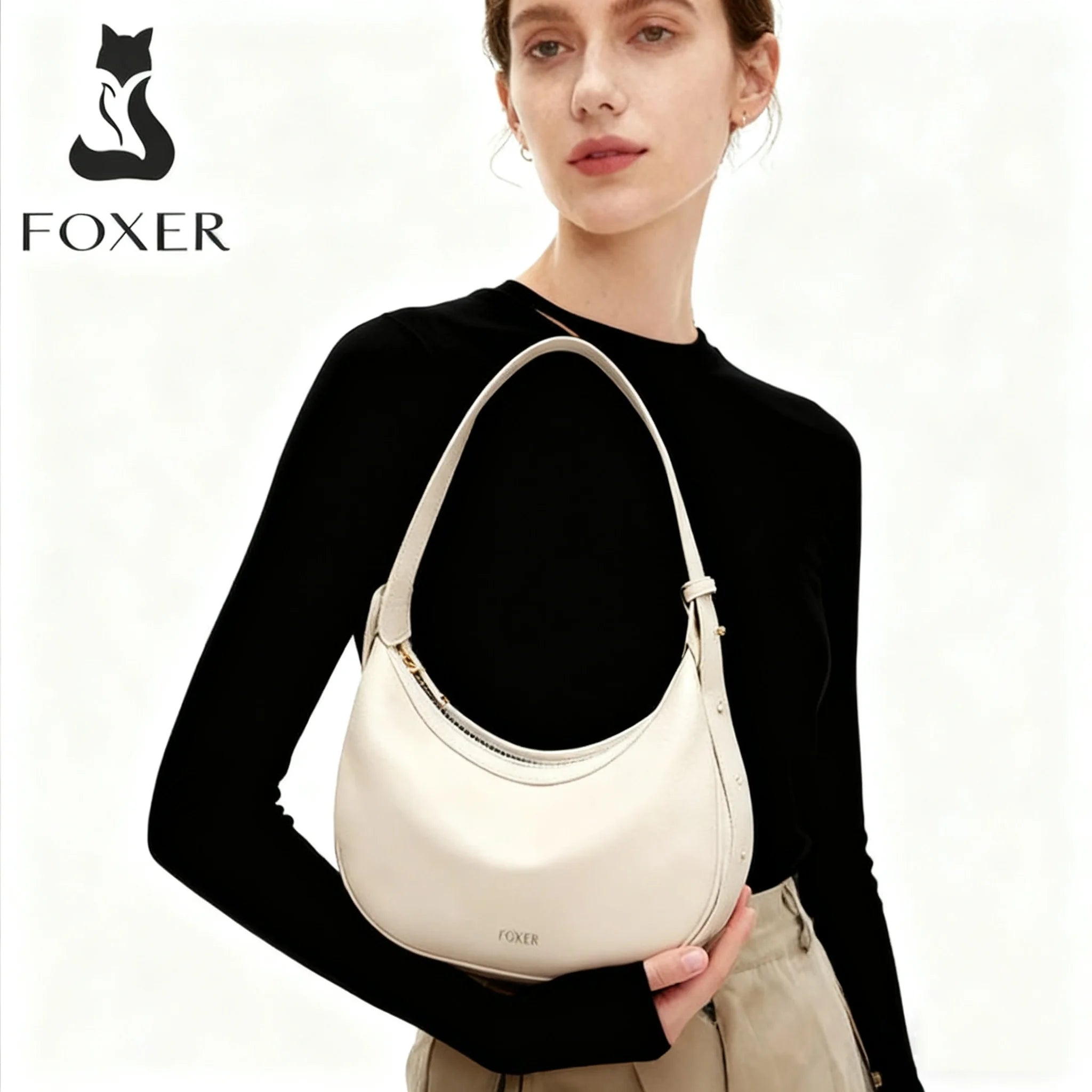 Bolso Satchel FOXER Luxury 2025 para mujer - Elegancia Estructurada y Contraste Sofisticado