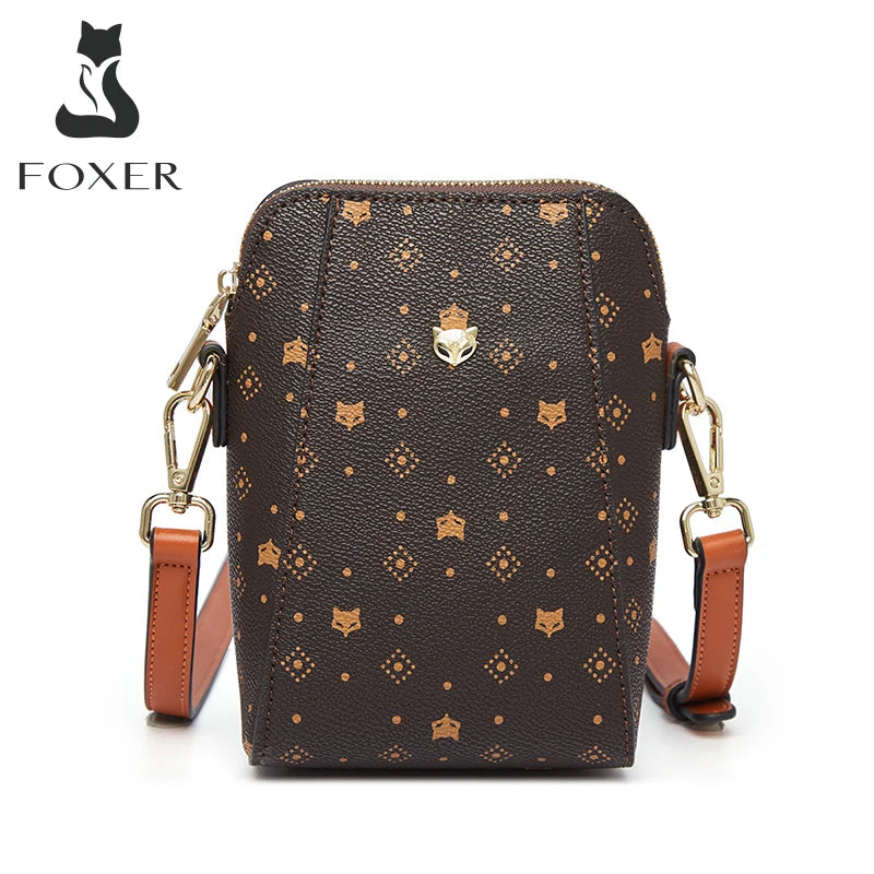 Mini Bandolera FOXER 2025 con Monograma de Zorro y Diseño Portacelular | Clásico Marrón