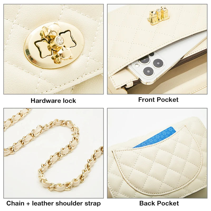 Bolso de Hombro FOXER Lattice "Diamond Quilt" - Clásico Sofisticado