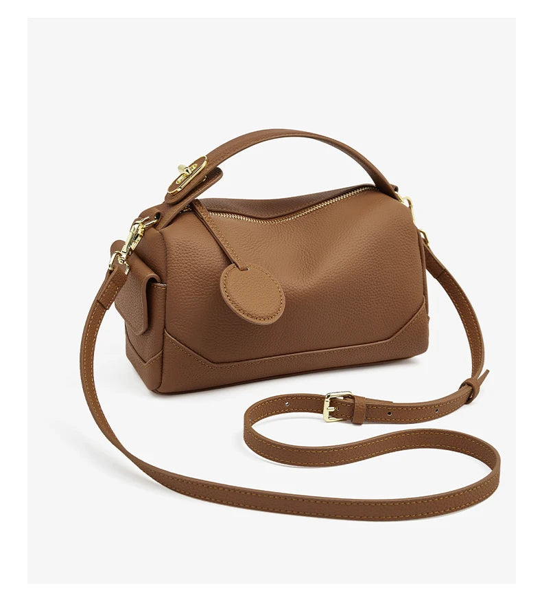 Bolso de Hombro para mujer -FOXER 2025 Invierno "Chic Boxtrot" de Cuero Genuino -Granulado -Bandolera