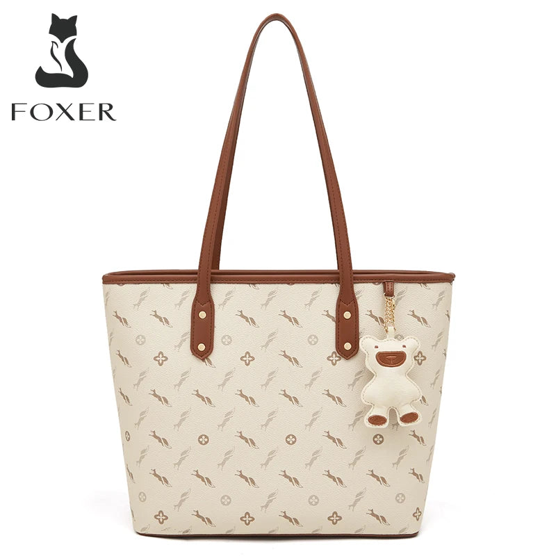 Bolso Tote FOXER para mujer con Estampado Monogram y Charm de gran tamaño para tu viaje u oficina