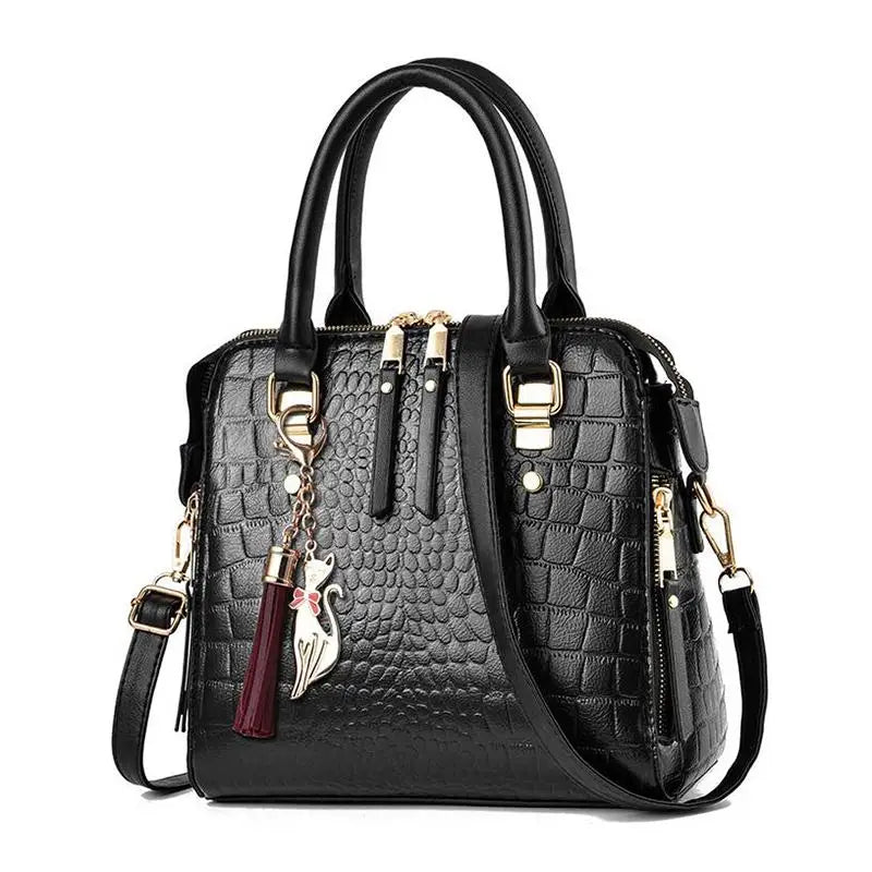 Elegant Shoulder and Handbag with Crocodile Texture