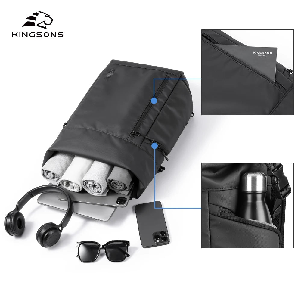Mochila Kingsons 2025 Roll-Top Tech - Versatilidad y Estilo Técnico 1515,6 pulgadas para portátil