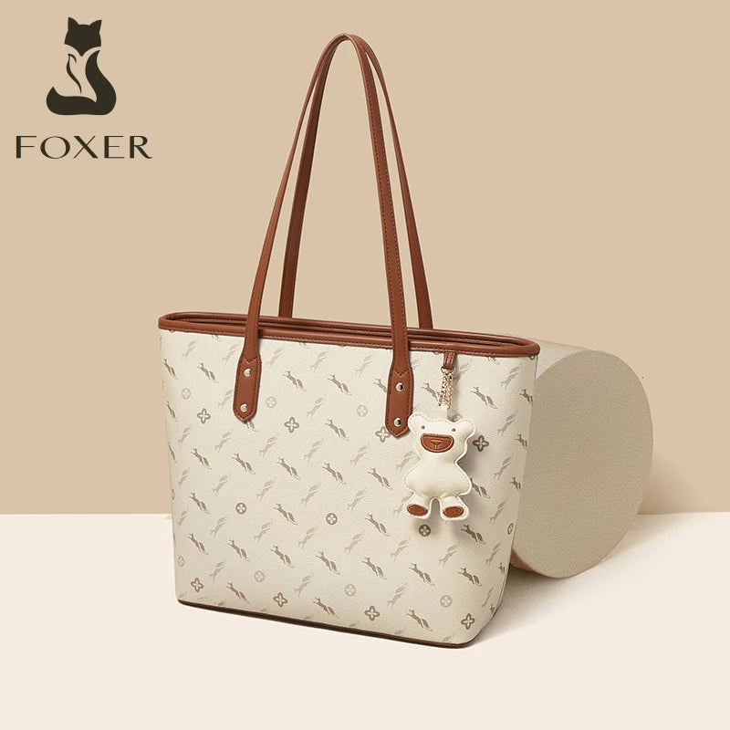 Bolso Tote FOXER para mujer con Estampado Monogram y Charm de gran tamaño para tu viaje u oficina