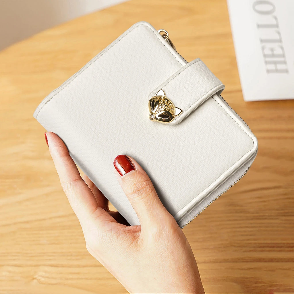 Nueva Billetera Portatarjetas Compacta FOXER de Estilo Denim con Cierre de Zorro Metálico con Identificación Antirrobo para Mujer