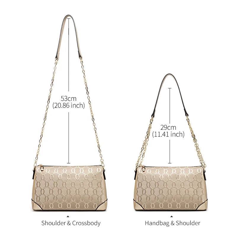 Bolso Bandolera FOXLOVER 2025 para mujer con Monograma Texturizado y Cadena Dorada | Acabado de lujo