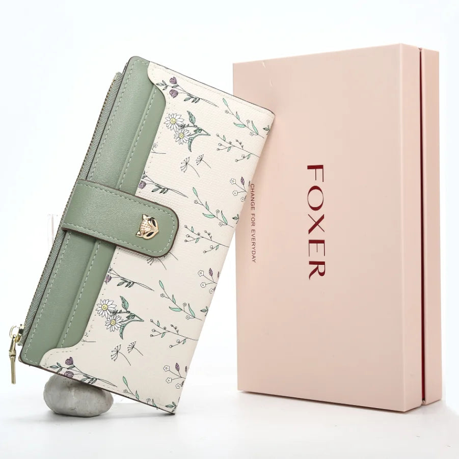 Cartera Larga FOXER - Diseño Floral y Bicolor – Nuevo monedero para mujer