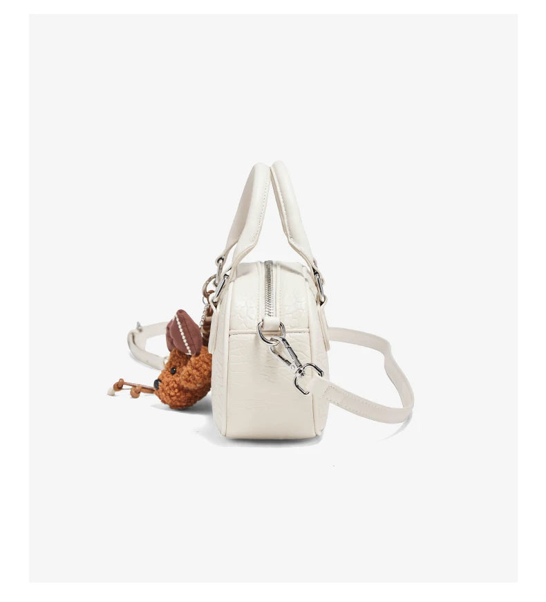 FOXER 2025 Otoño/Invierno Chic Mini Bolso Hombro con Textura Croco y Llavero de Peluche