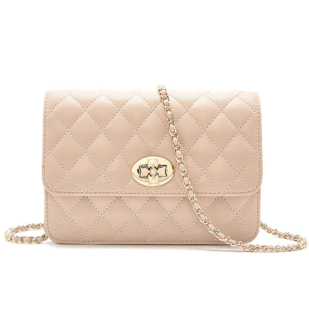 Bolso de Cadena FOXER Lady Clásico - Elegancia Acolchada en Tono Nude