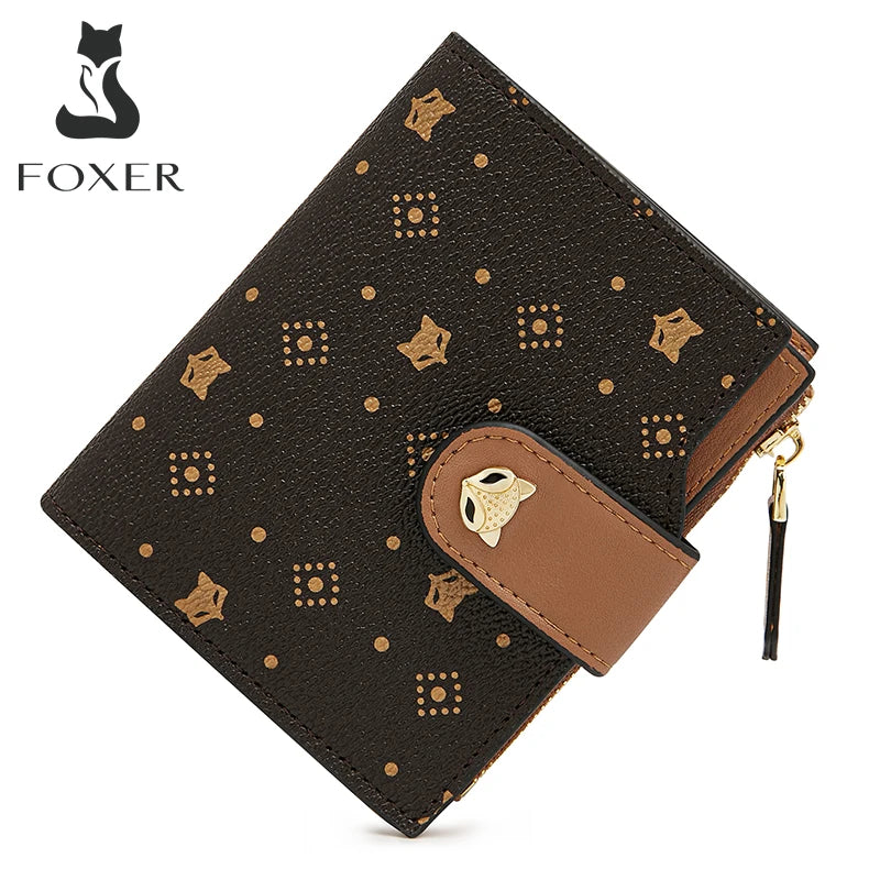 Cartera Plegable FOXER "Monograma Mini" Bicolor para mujer- Tarjetero Monedero