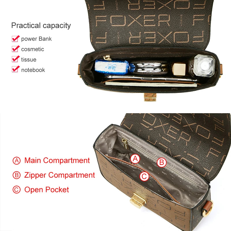 FOXER Lady Bandolera Bolso de hombro exclusiva para mujer - Estilo Cadena Monogram