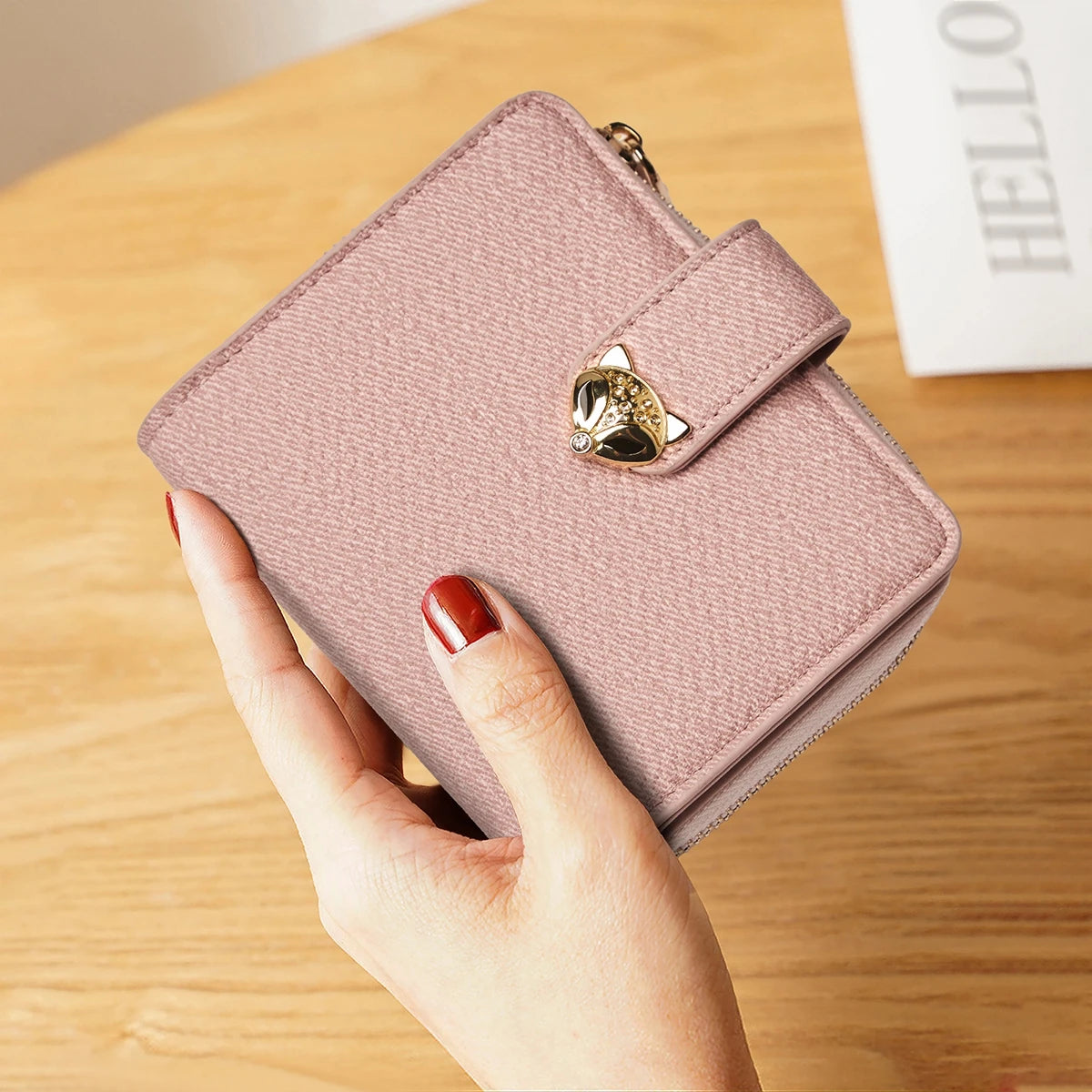 Nueva Billetera Portatarjetas Compacta FOXER de Estilo Denim con Cierre de Zorro Metálico con Identificación Antirrobo para Mujer