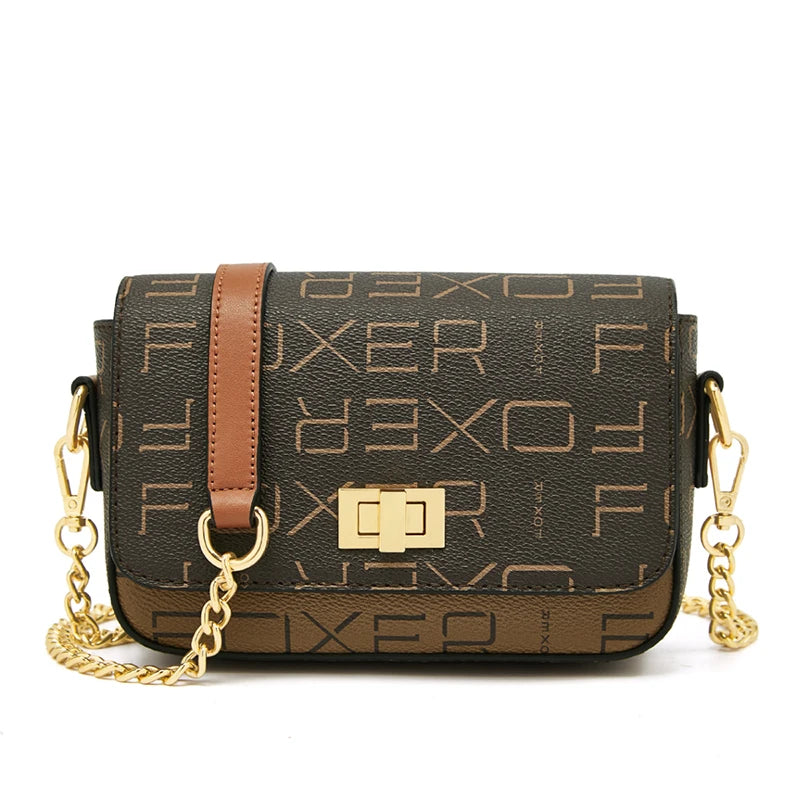 Mini Bolso Bandolera FOXER "Monograma Cadenas" para mujer con cadena solapada