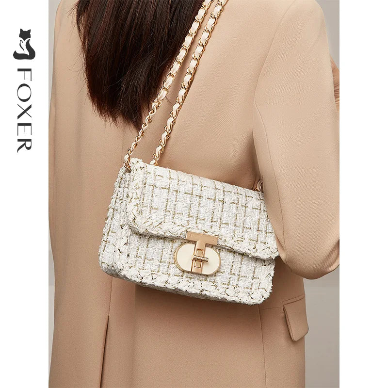Bolso de Hombro FOXER 2025 - Glamour Texturizado en Tweed para mujer