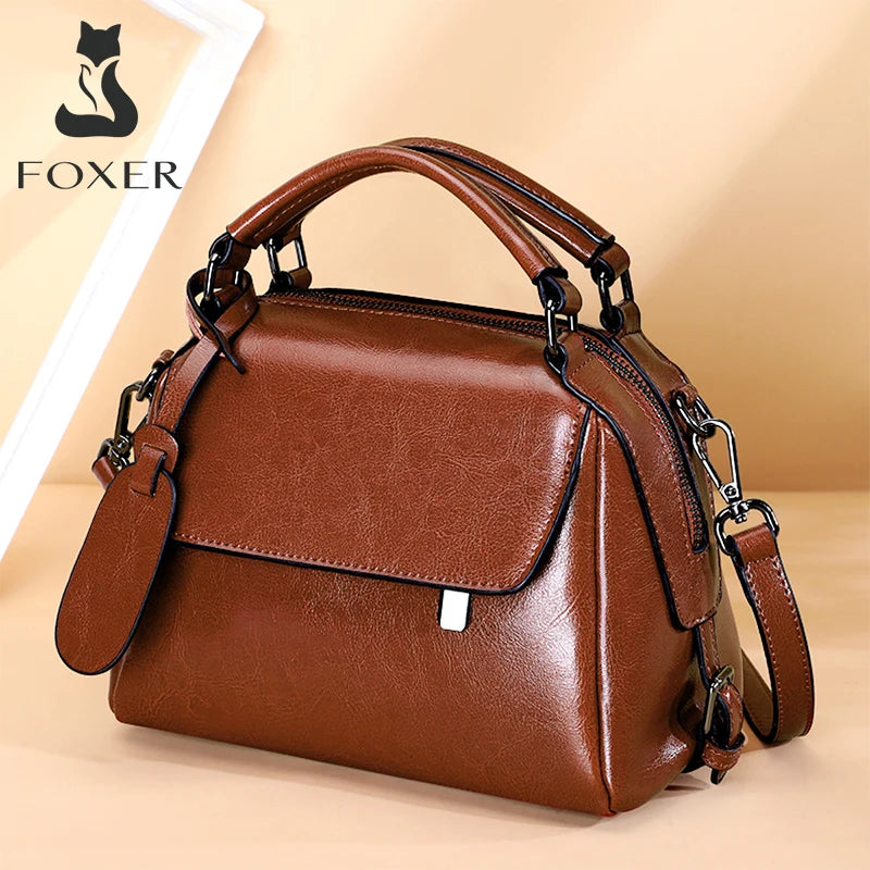 Bolso Satchel FOXER - Rojo Pasión y Elegancia Estructurada de gran capacidad para el trayecto