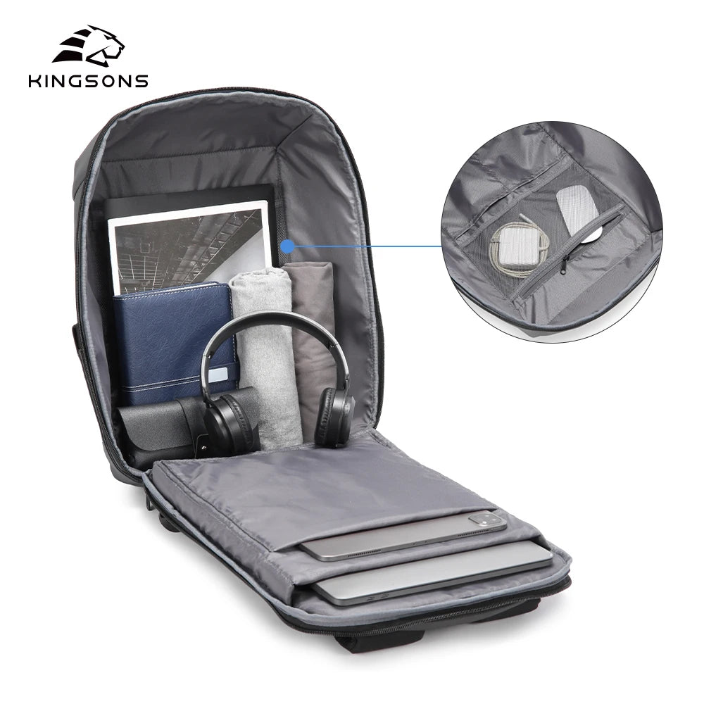 Mochila de negocios Kingsons "Urban Structure" - Capacidad y Diseño Geométrico abierto de 15,6 pulgadas 180°