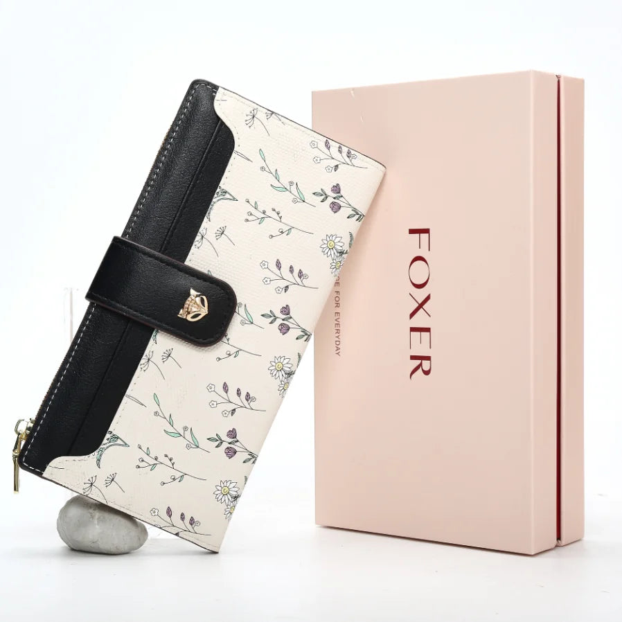 Cartera Larga FOXER - Diseño Floral y Bicolor – Nuevo monedero para mujer