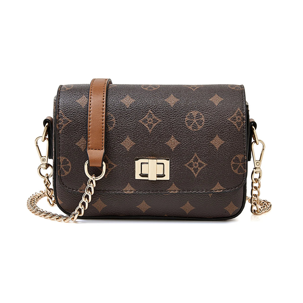 Mini Bolso Bandolera FOXER "Monograma Cadenas" para mujer con cadena solapada