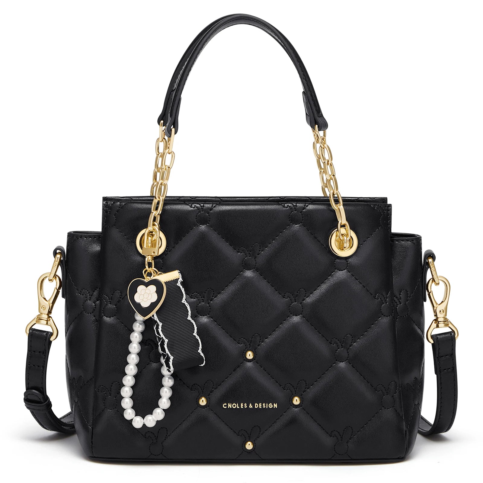 CNOLES Ladies Luxury - Bolso Satchel "Quilted Charm" - Elegancia Romántica
