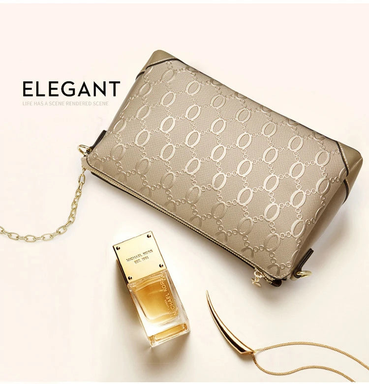 Bolso Bandolera FOXLOVER 2025 para mujer con Monograma Texturizado y Cadena Dorada | Acabado de lujo