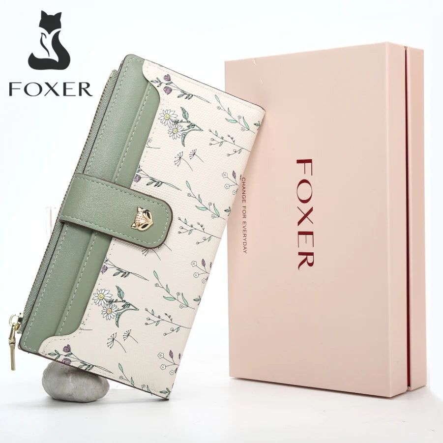 Cartera Larga FOXER - Diseño Floral y Bicolor – Nuevo monedero para mujer
