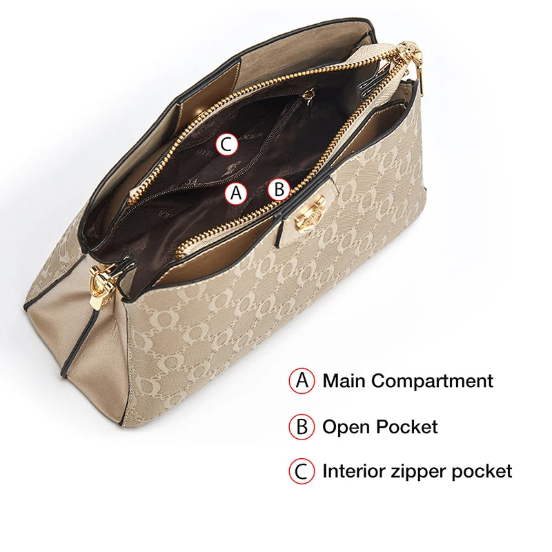 Bolso Bandolera de cuero FOXER Golden Monogram para mujer