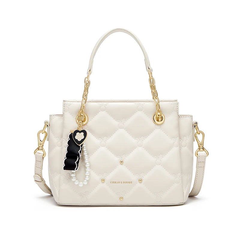 CNOLES Ladies Luxury - Bolso Satchel "Quilted Charm" - Elegancia Romántica