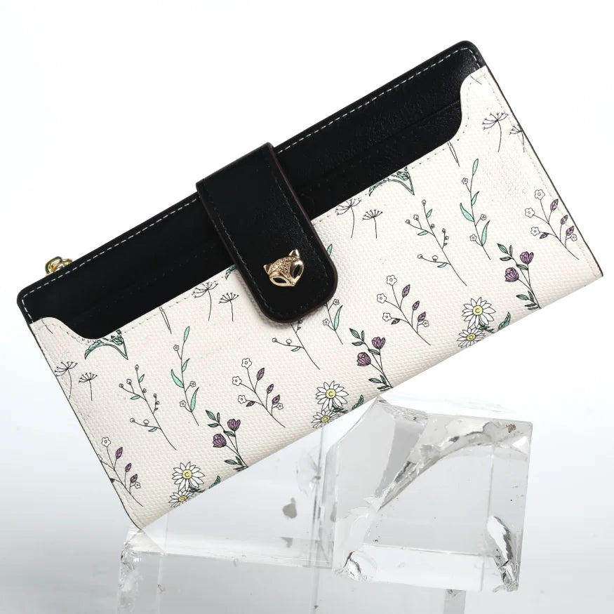 Cartera Larga FOXER - Diseño Floral y Bicolor – Nuevo monedero para mujer