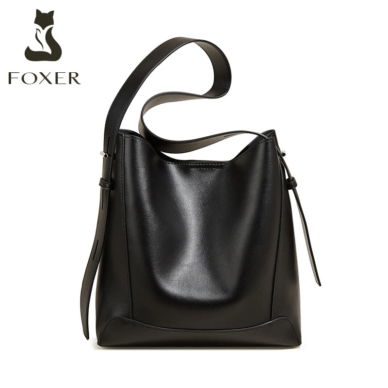 FOXER-Leather Classic Women Shoulder Bag 2025- Cubo "Minimalista Elegante" de Piel Suave