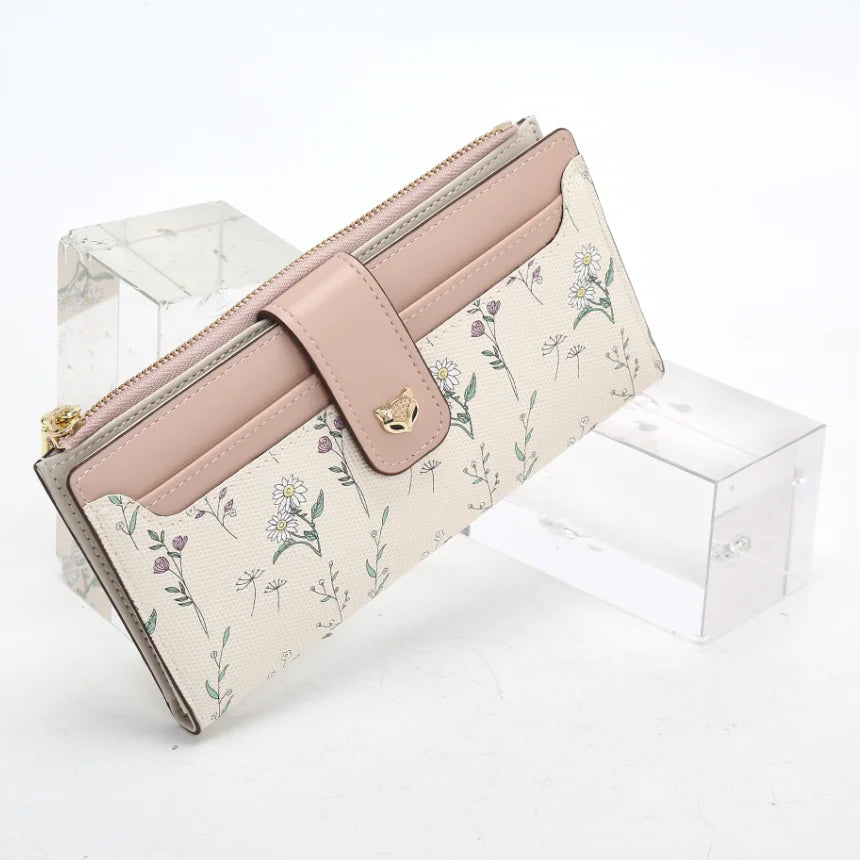 Cartera Larga FOXER - Diseño Floral y Bicolor – Nuevo monedero para mujer