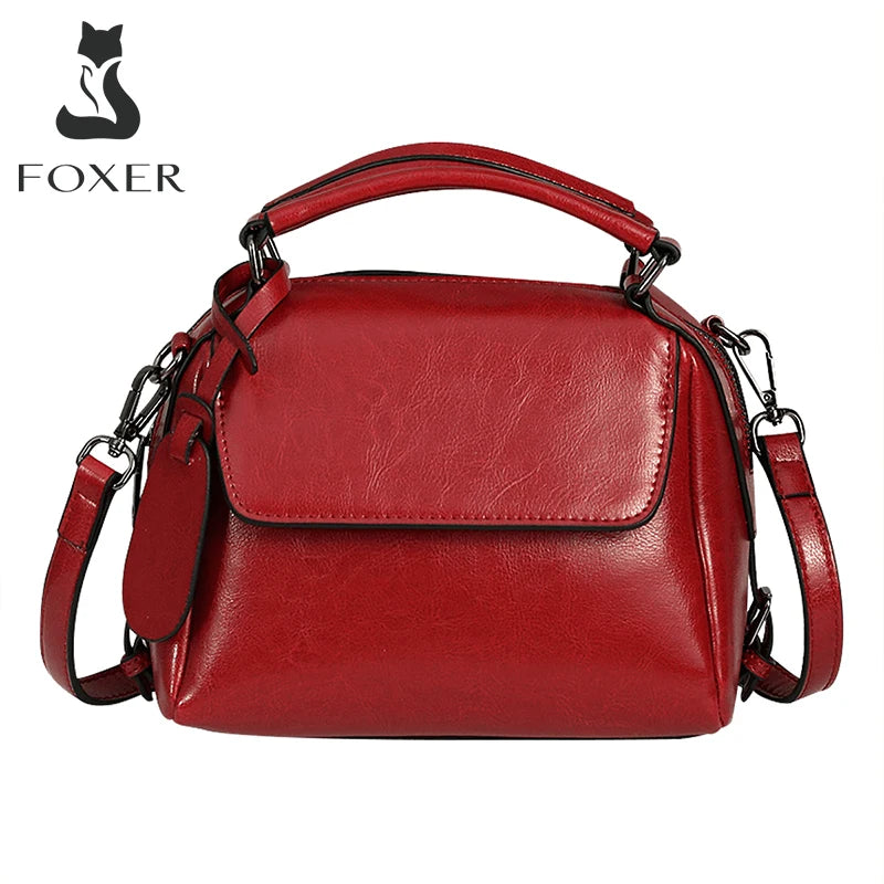 Bolso Satchel FOXER - Rojo Pasión y Elegancia Estructurada de gran capacidad para el trayecto