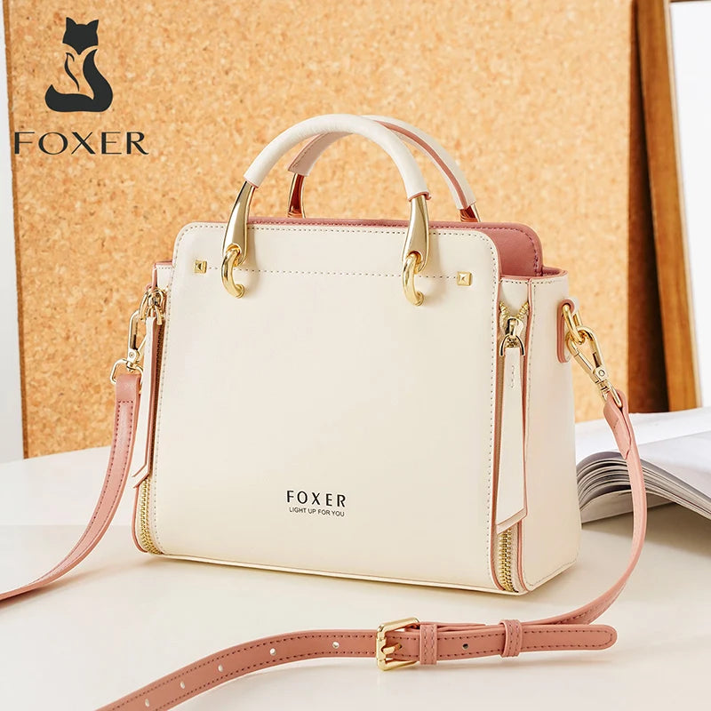 Mini Bolso Satchel FOXER 2025 Bicolor Otoño - Invierno: Estructura Elegante Split Leather para mujer