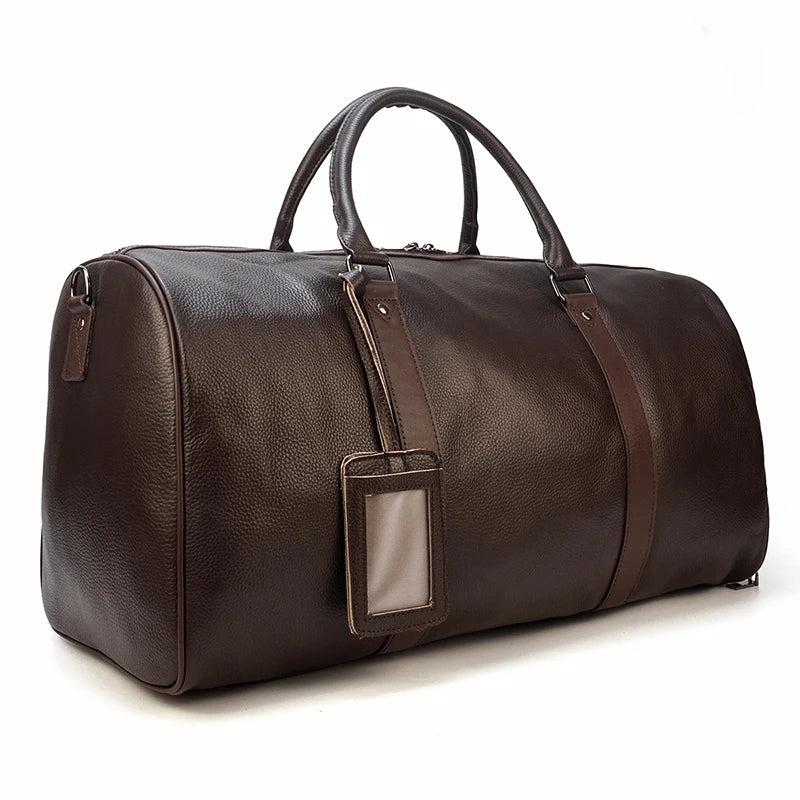 Waterproof Leather Travel Handbag - Elegance and Strength in Motion