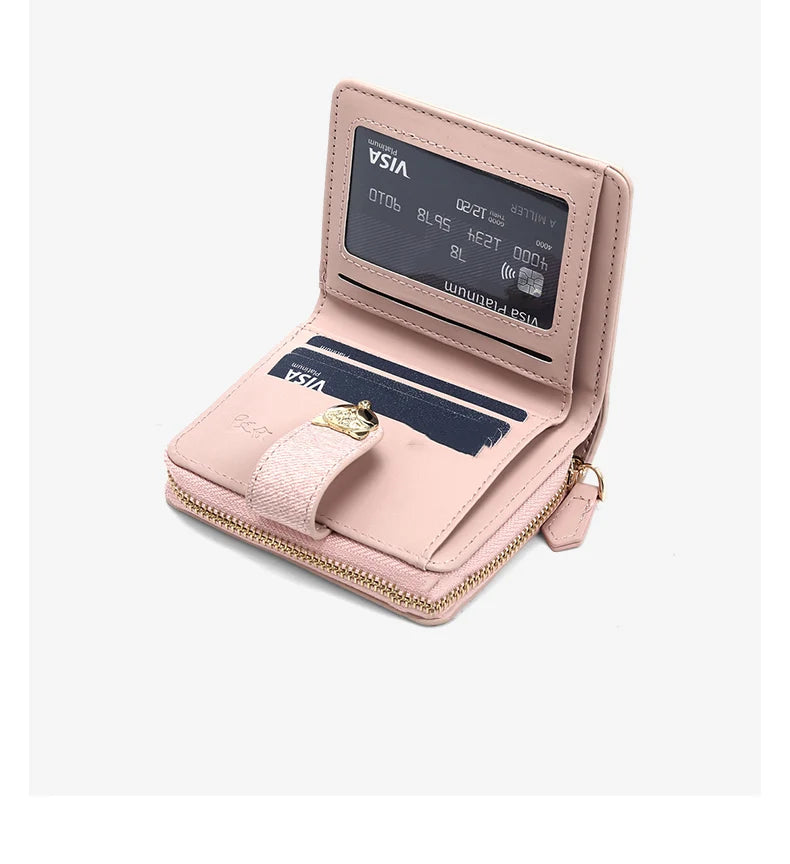 Nueva Billetera Portatarjetas Compacta FOXER de Estilo Denim con Cierre de Zorro Metálico con Identificación Antirrobo para Mujer