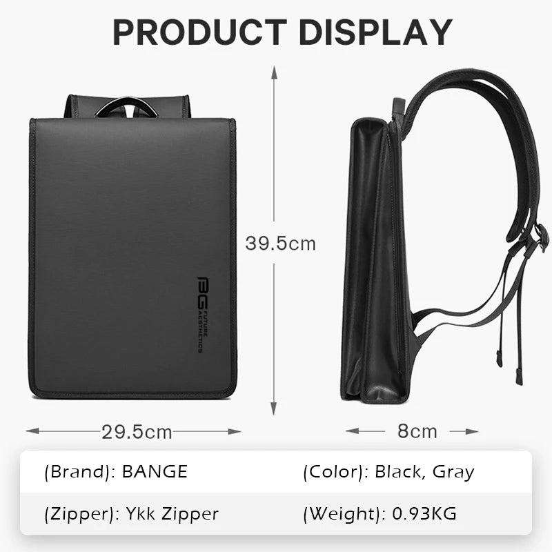 Mochila BANGE Antirrobo "Ultra-Slim Future" Impermeable - Protección Rígida y Perfil Aerodinámico