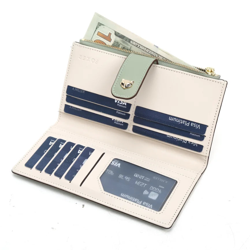 Cartera Larga FOXER - Diseño Floral y Bicolor – Nuevo monedero para mujer