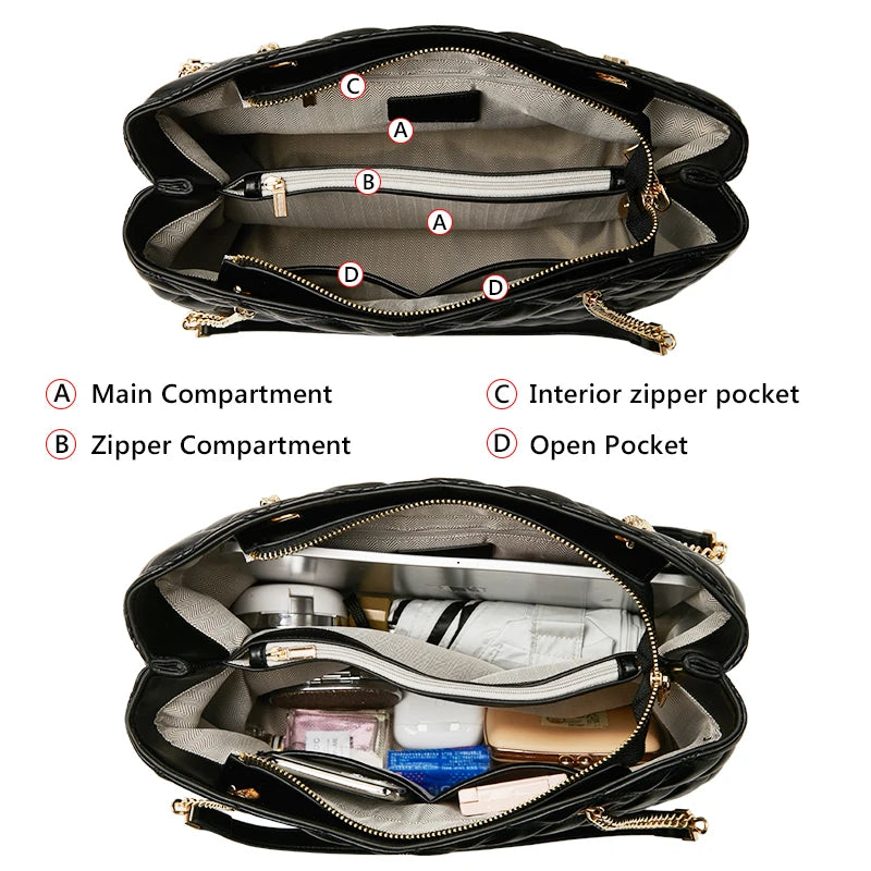 Bolso de Hombro acolchado de moda para mujer FOXER "Tote Acolchado Clásico" Vintage con Cadena