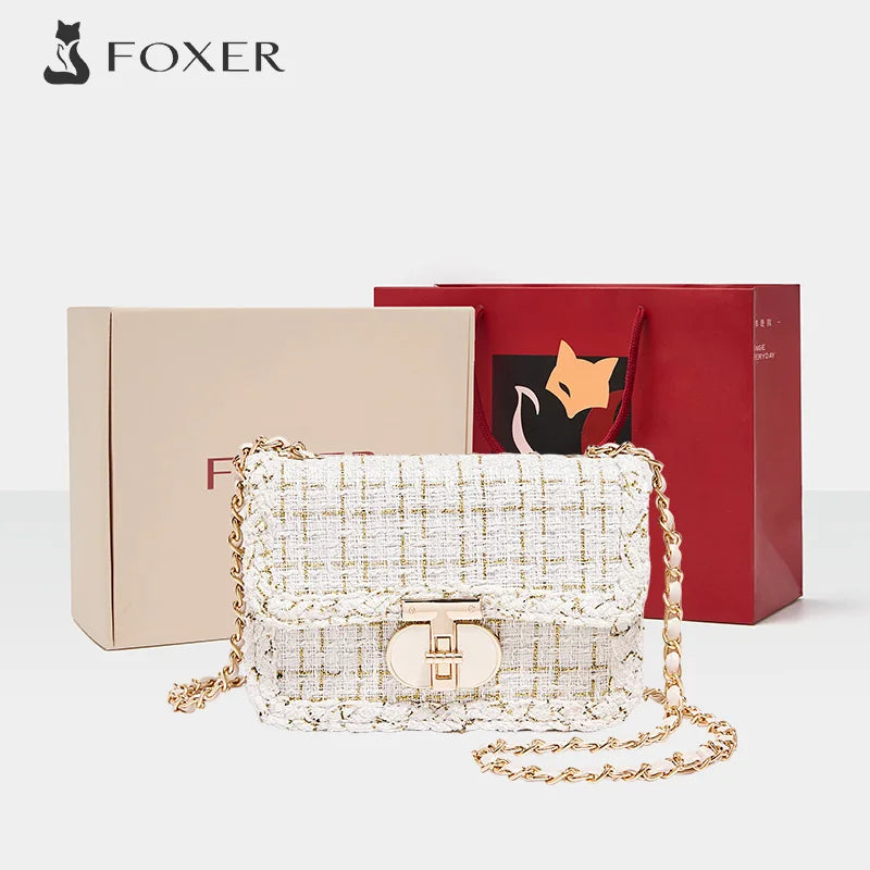 Bolso de Hombro FOXER 2025 - Glamour Texturizado en Tweed para mujer