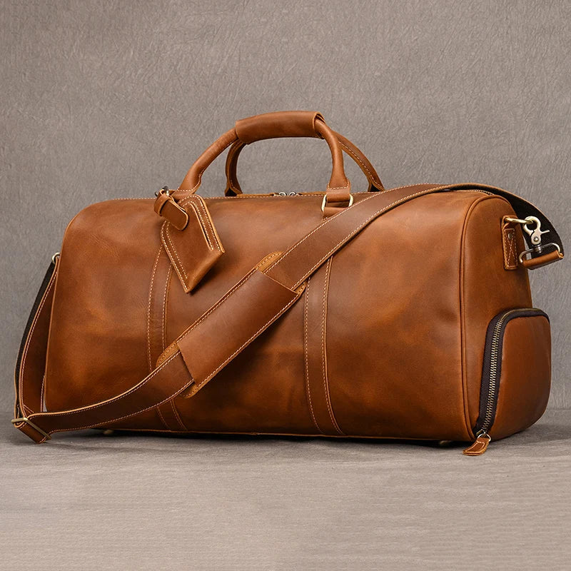 Waterproof Leather Travel Handbag - Elegance and Strength in Motion