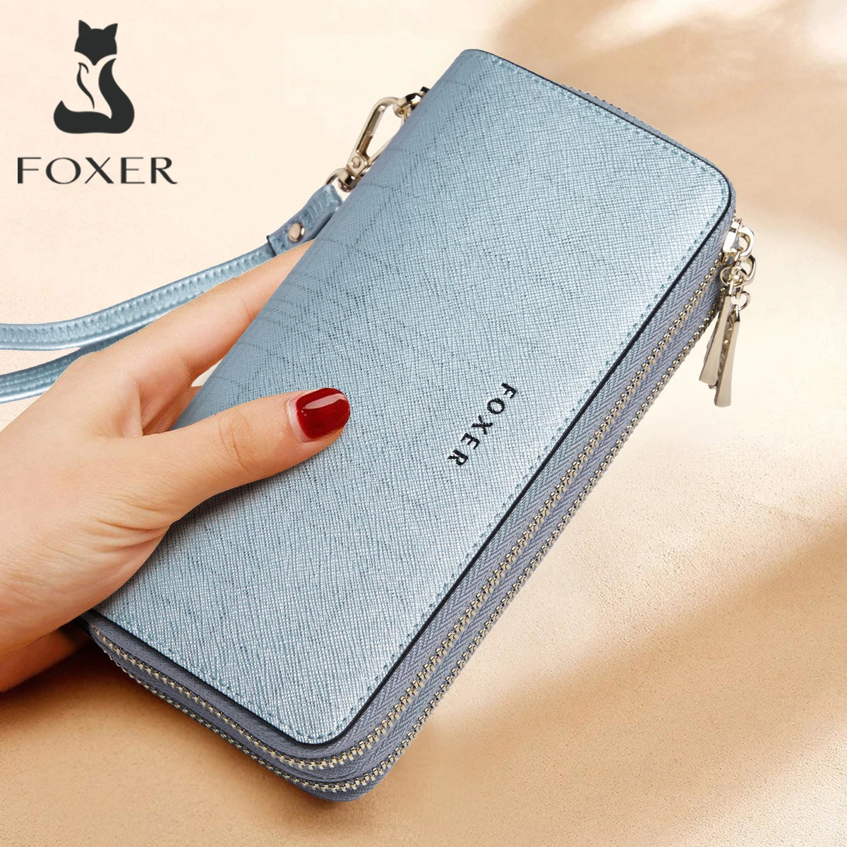 Billetera Larga FOXER para damas: Organización Premium en colores Glaciares